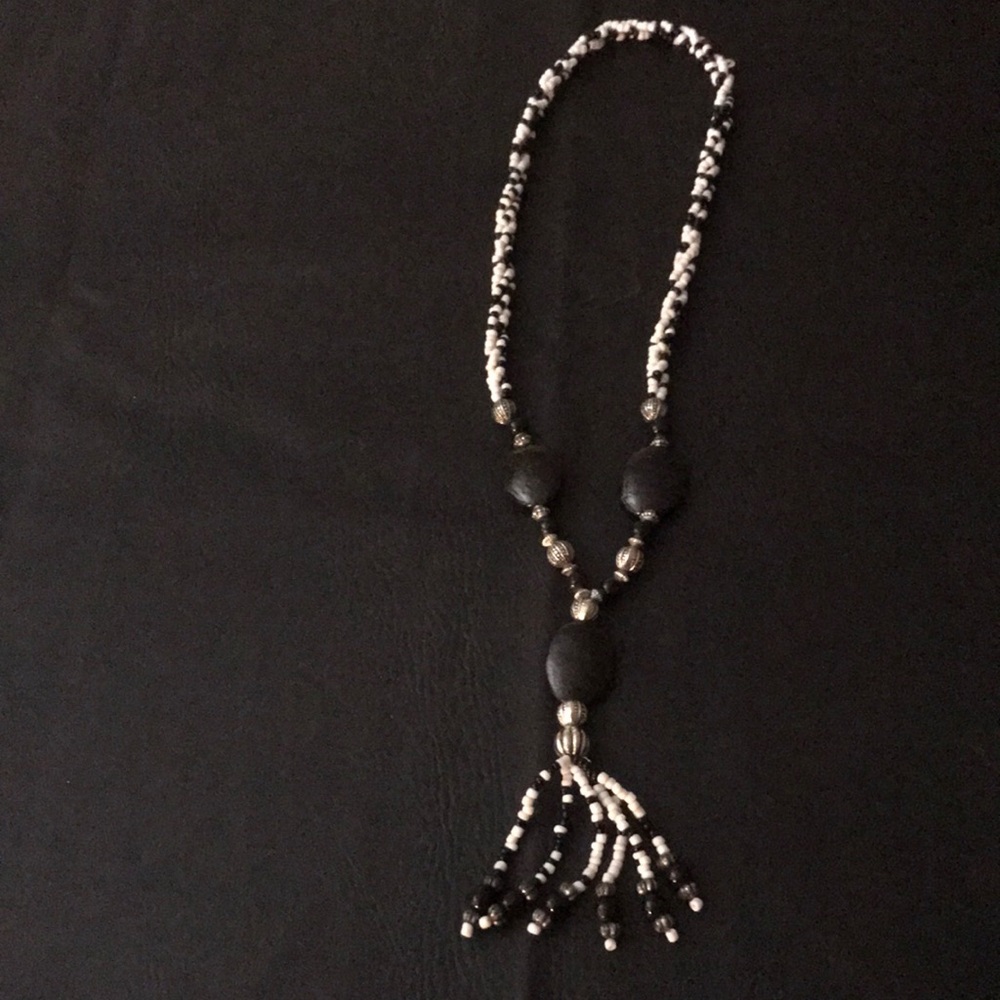 Black and white beaded necklace
